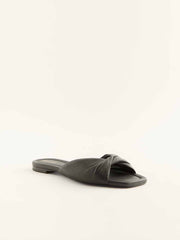 Reformation Mikki Twist Flat Sandal - Black