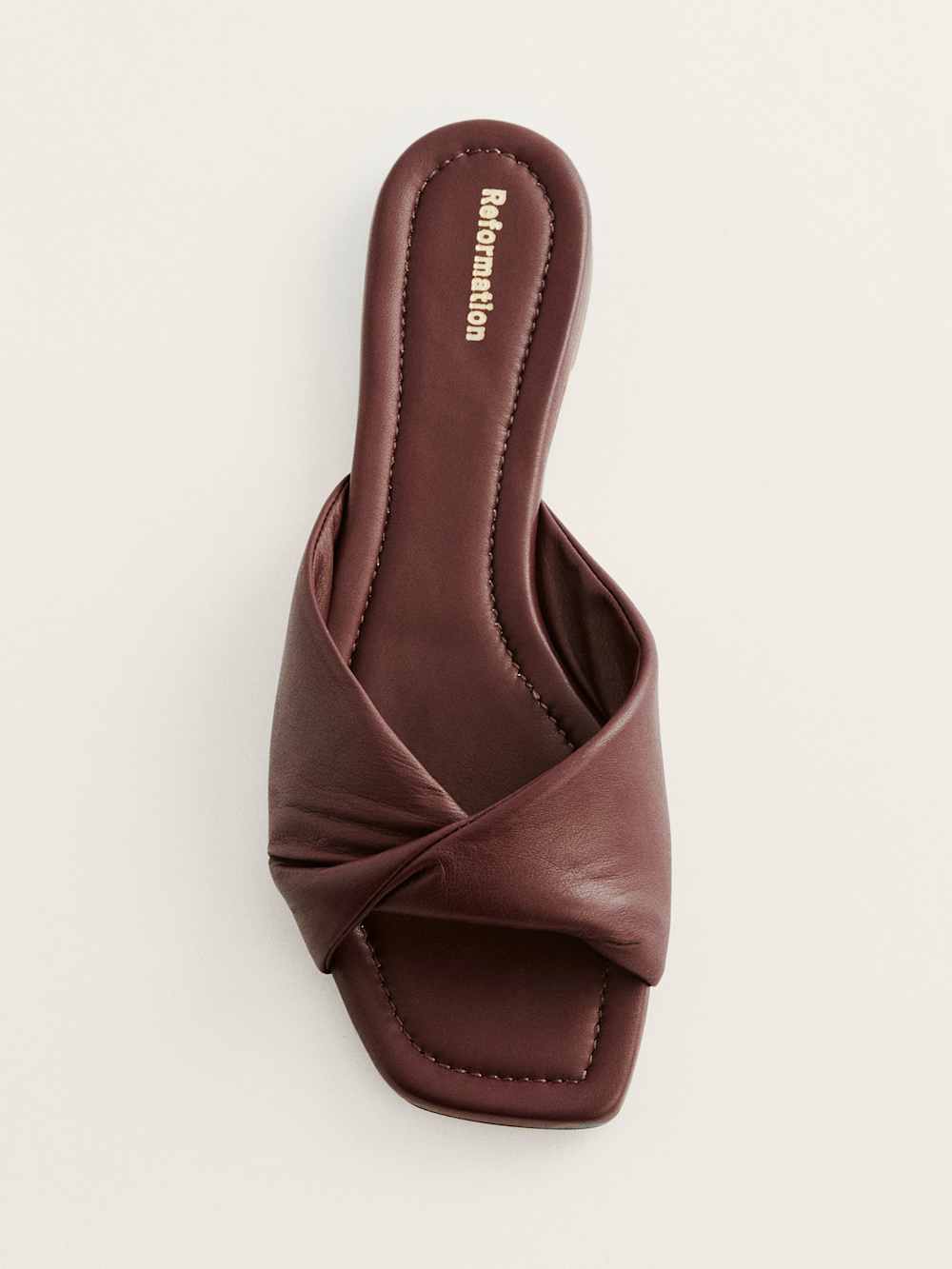 Reformation Mikki Twist Flat Sandal - Chestnut