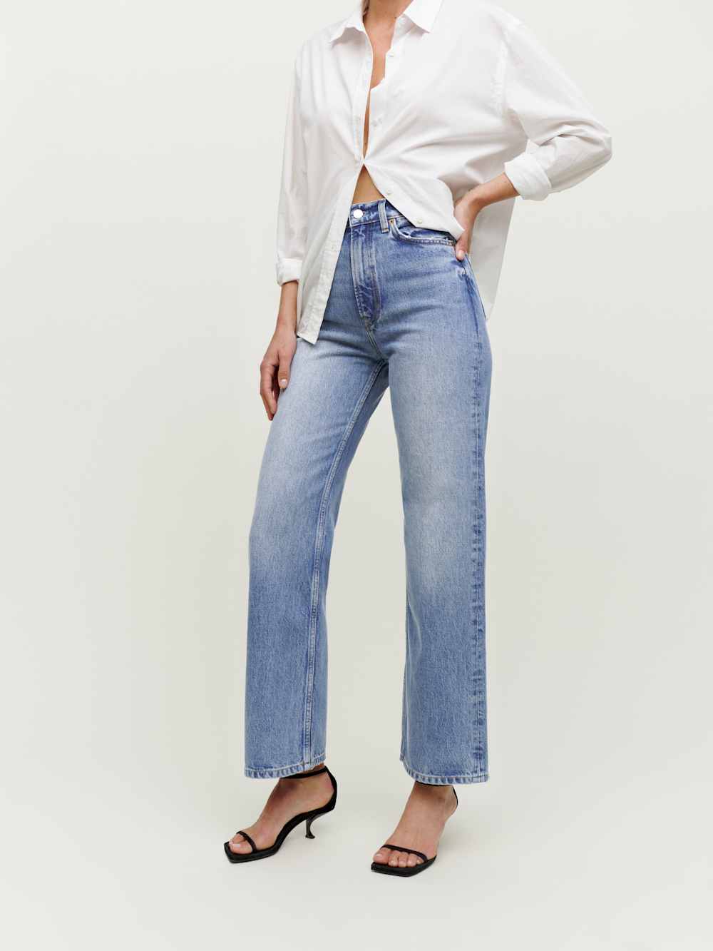 Reformation Wilder High Rise Wide Leg Cropped Jeans - Dillon