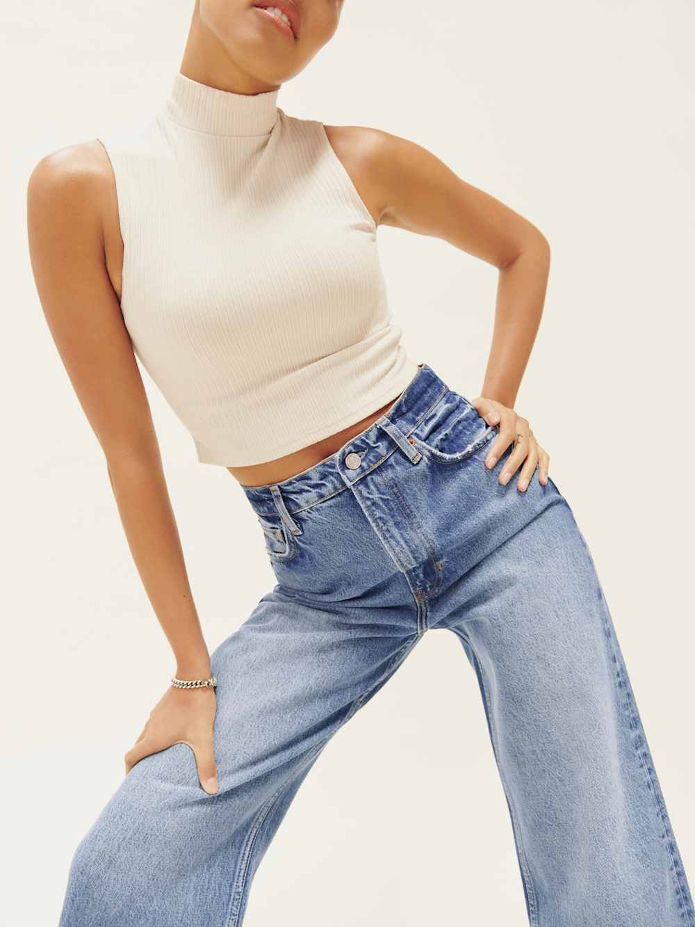 Reformation Wilder High Rise Wide Leg Cropped Jeans - Dillon
