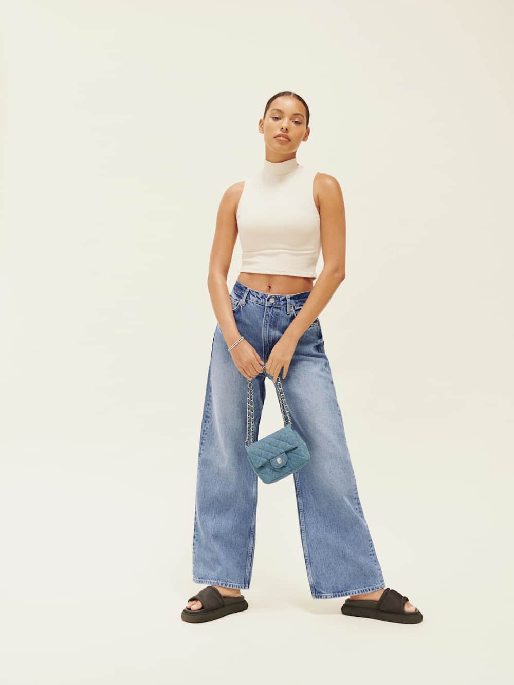 Reformation Wilder High Rise Wide Leg Cropped Jeans - Dillon
