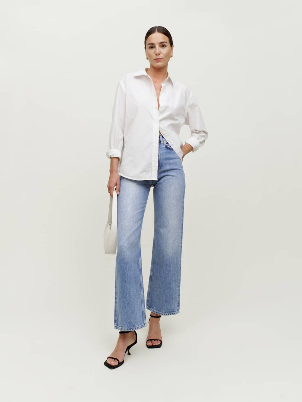 Reformation Wilder High Rise Wide Leg Cropped Jeans - Dillon