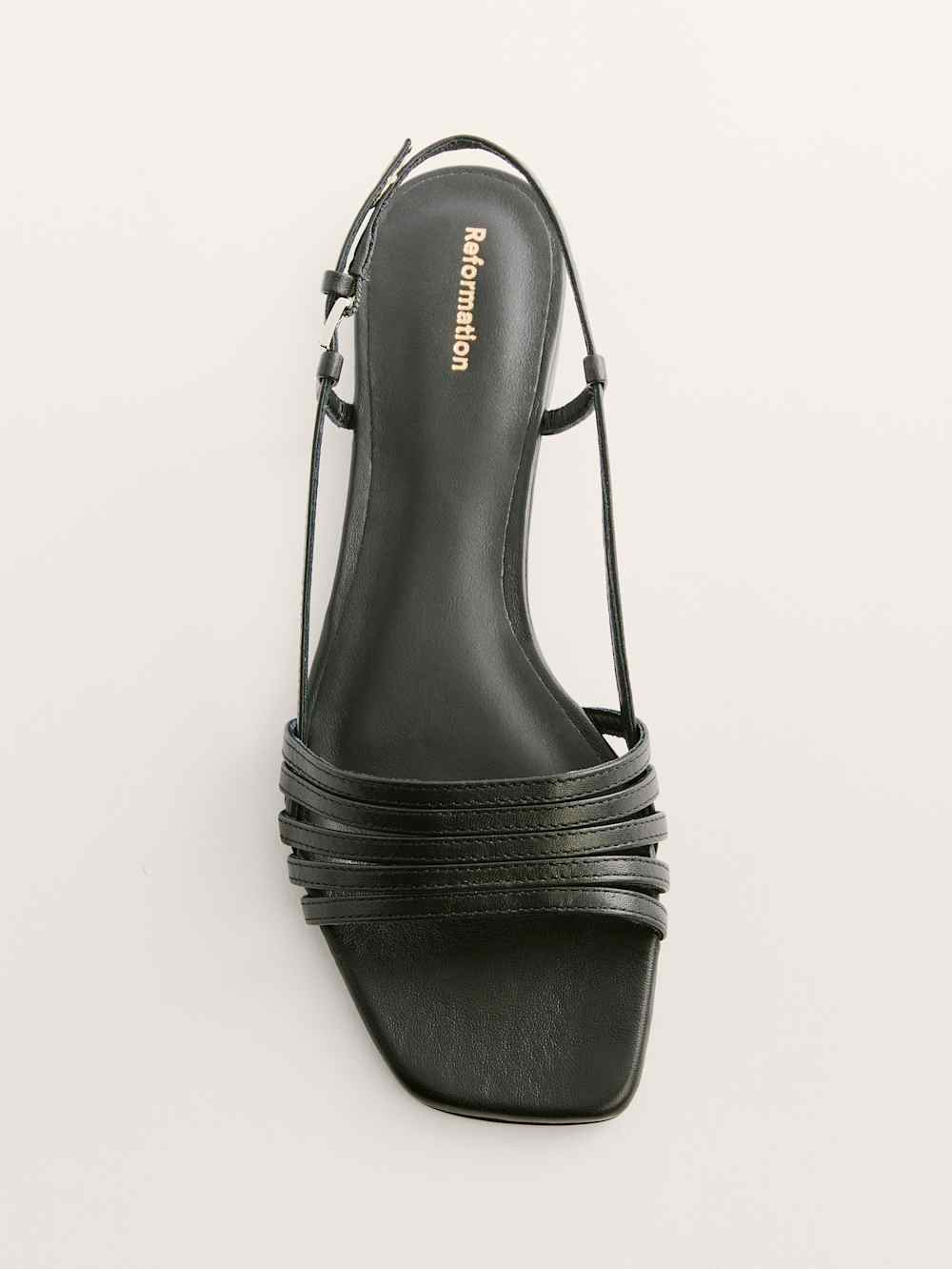 Reformation Millie Lattice Flat Sandal - Black Leather