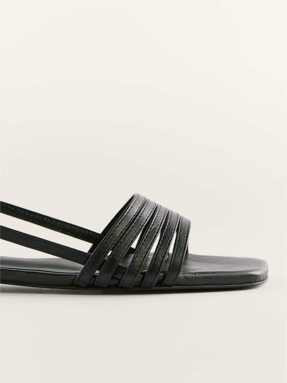 Reformation Millie Lattice Flat Sandal - Black Leather
