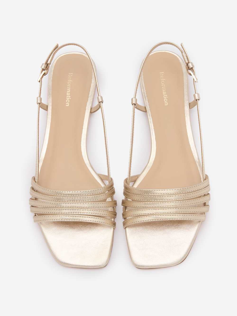 Reformation Millie Lattice Flat Sandal - Gold