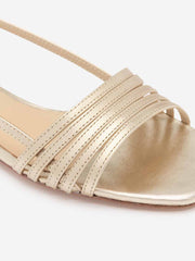 Reformation Millie Lattice Flat Sandal - Gold
