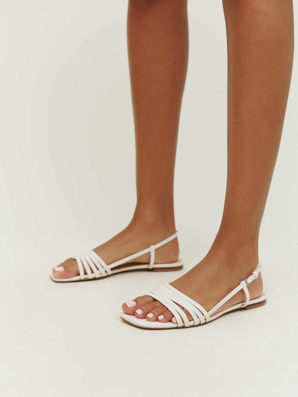 Reformation Millie Lattice Flat Sandal - White