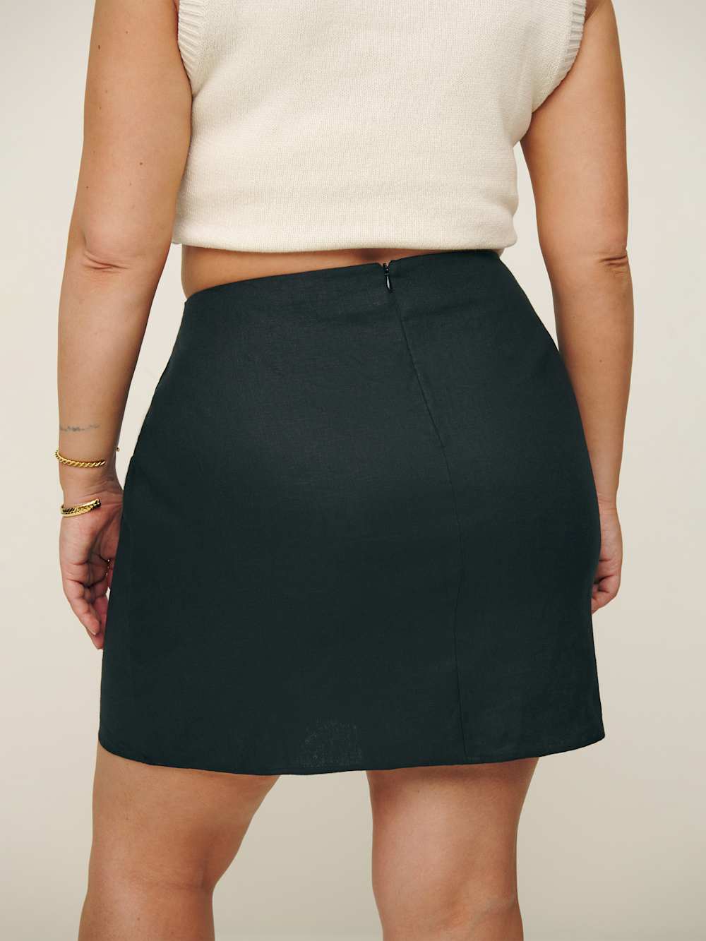Reformation Veranda Linen Skirt Es - Black