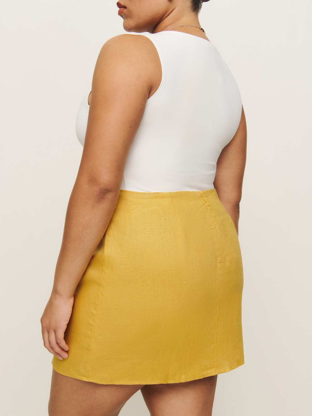 Reformation Veranda Linen Skirt Es - Sunflower