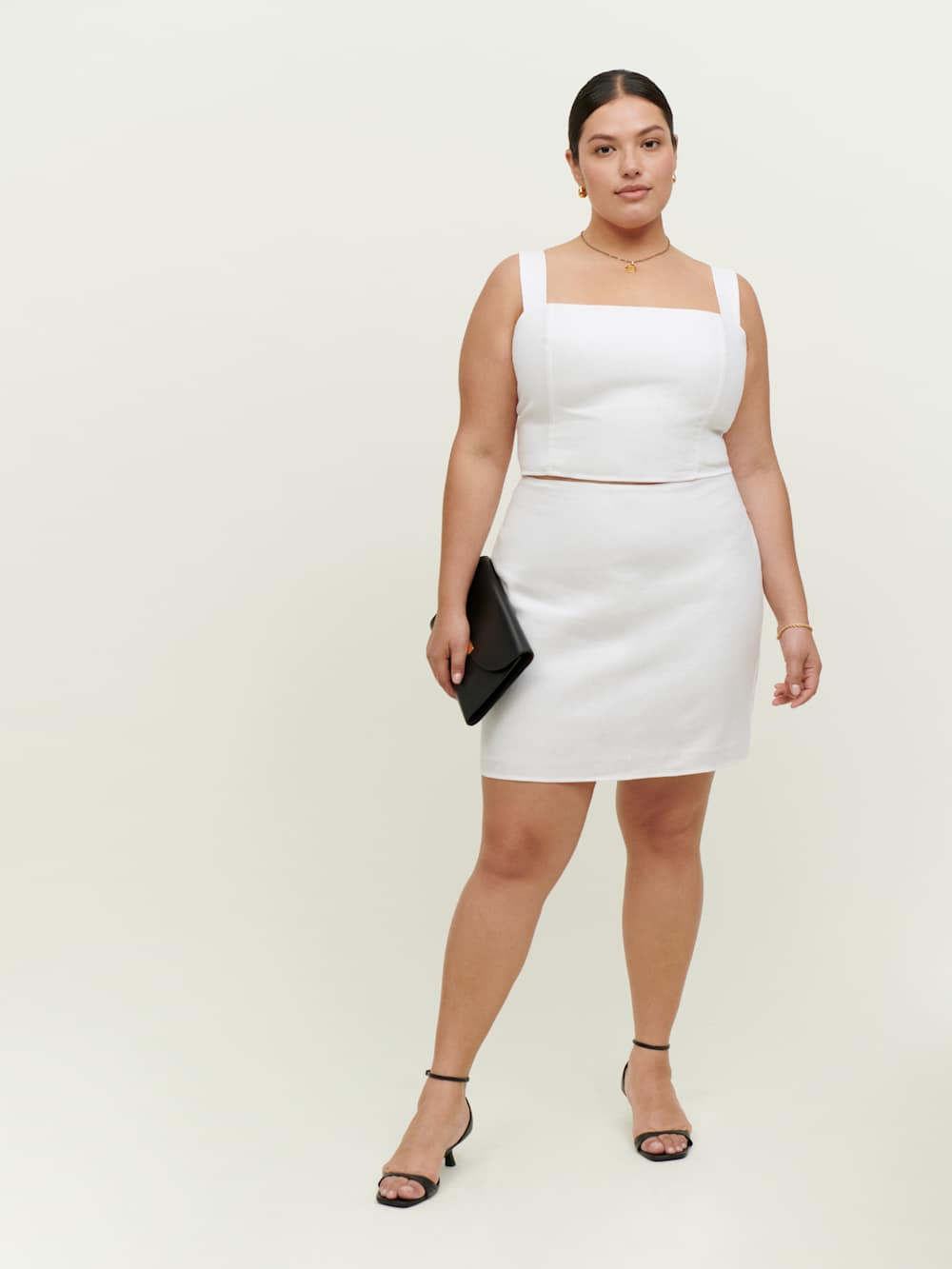 Reformation Veranda Linen Skirt Es - White