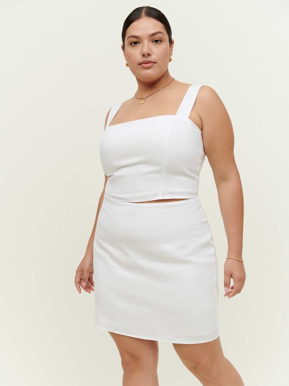 Reformation Veranda Linen Skirt Es - White