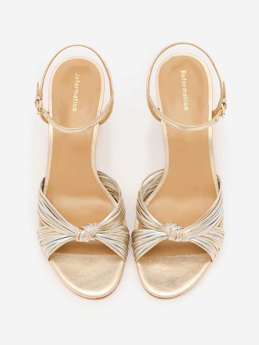 Reformation Petra Cylinder Heel - Gold Silver