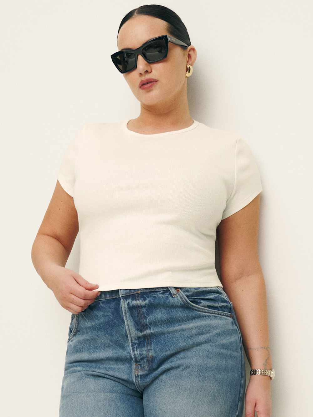 Reformation Muse Tee Es - Ivory
