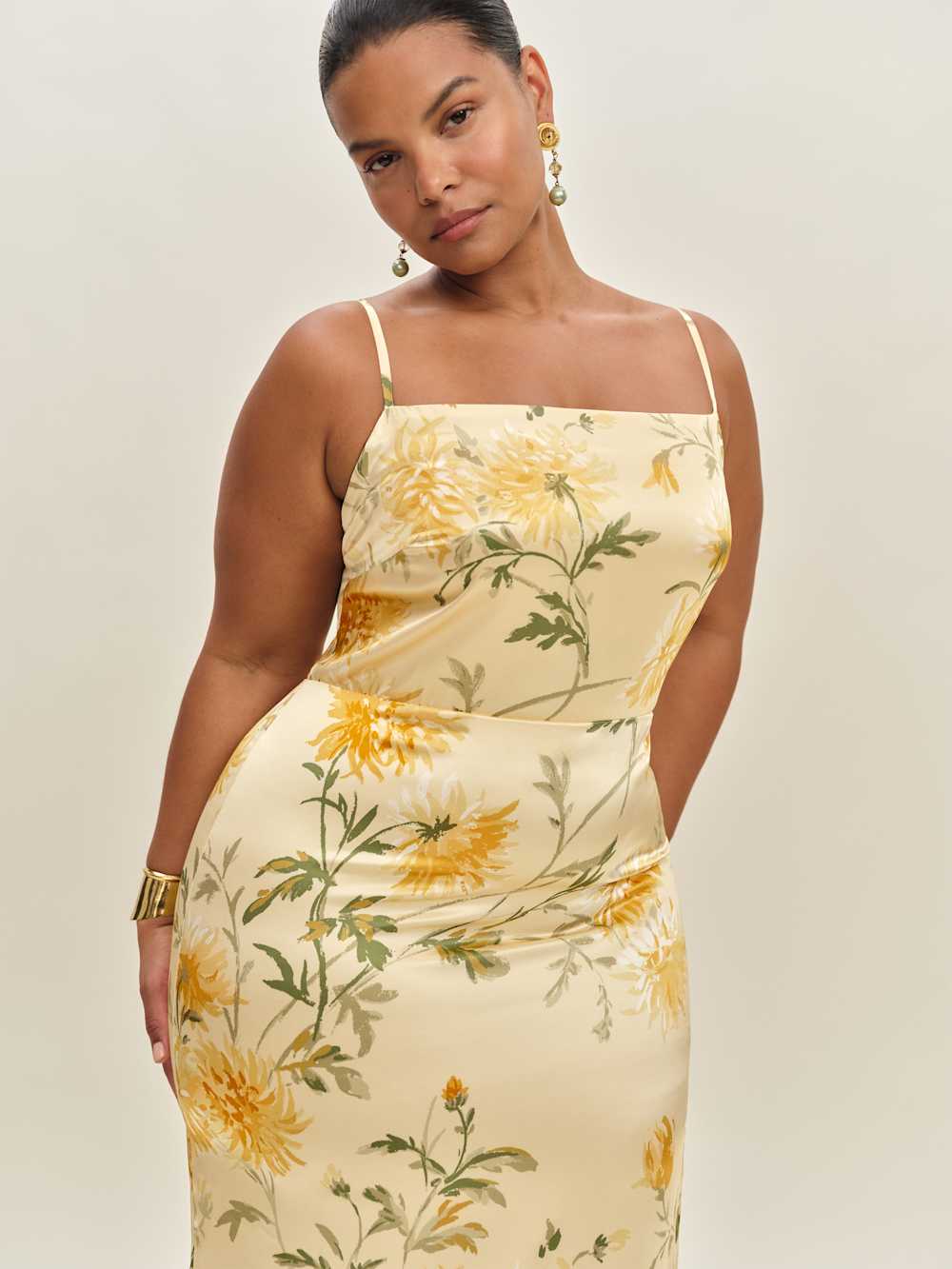 Reformation Frankie Silk Dress Es - Honeyglow