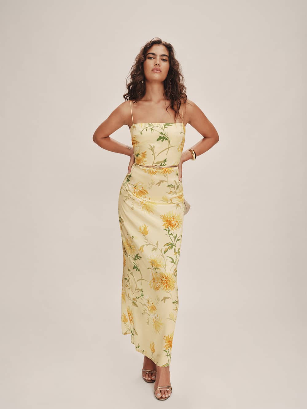 Reformation Petites Frankie Silk Dress - Honeyglow