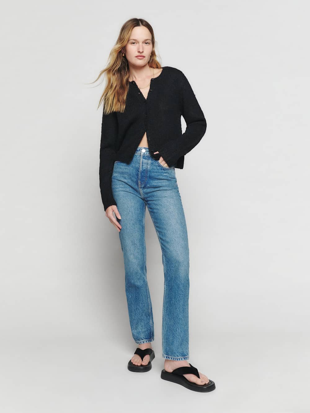 Reformation Clara Crew Cardigan - Black