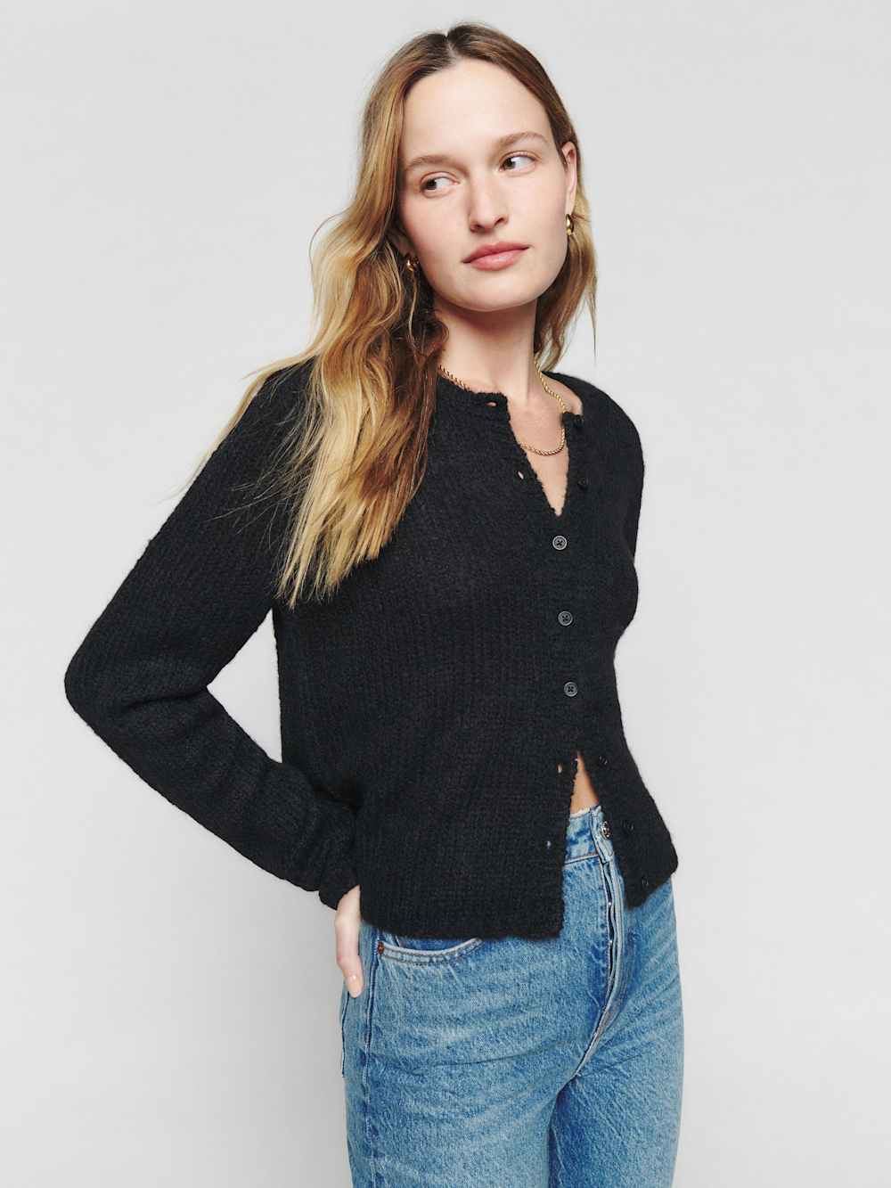 Reformation Clara Crew Cardigan - Black