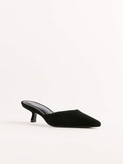 Reformation Wilda Kitten Mule - Black Suede
