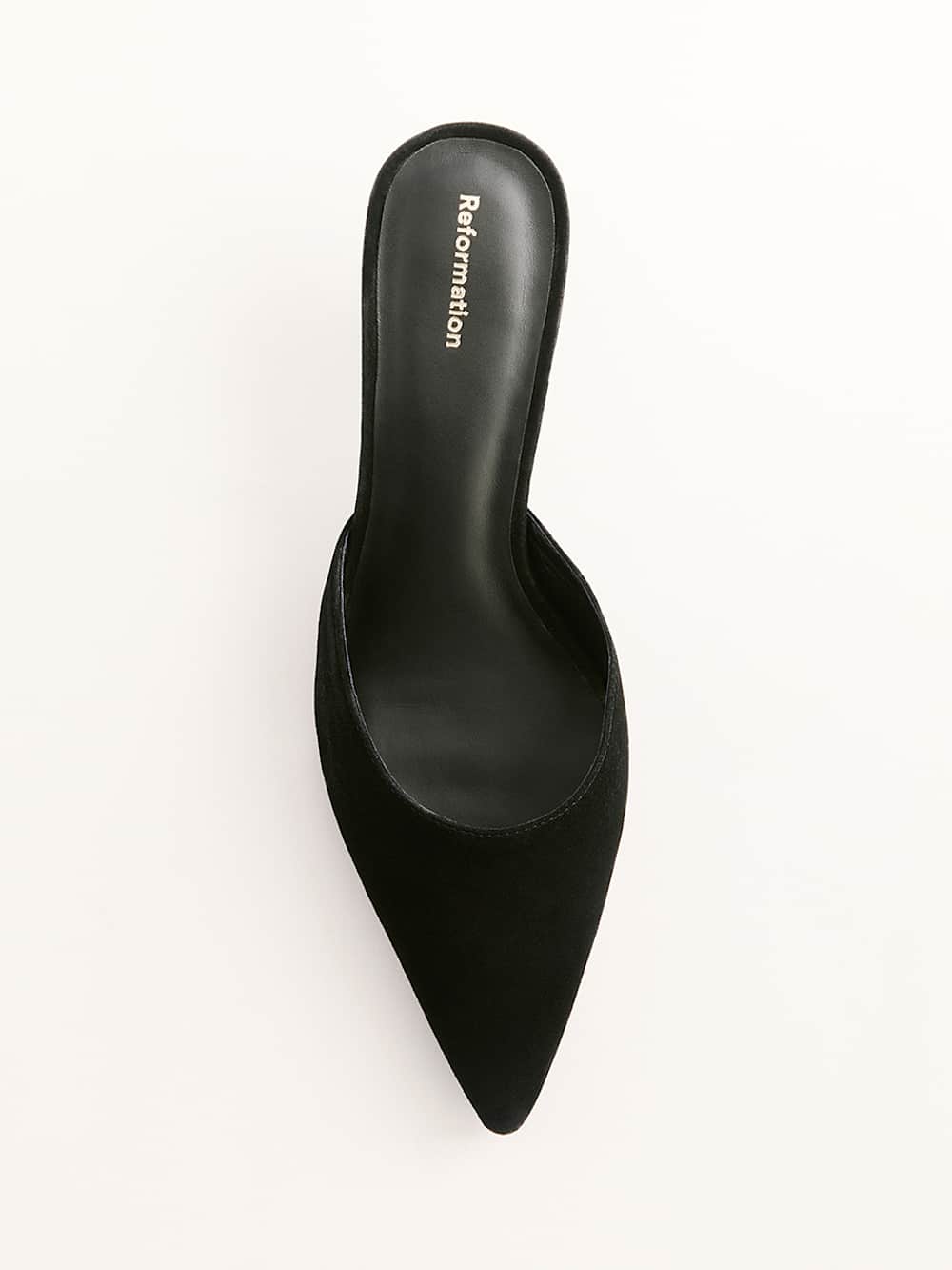 Reformation Wilda Kitten Mule - Black Suede