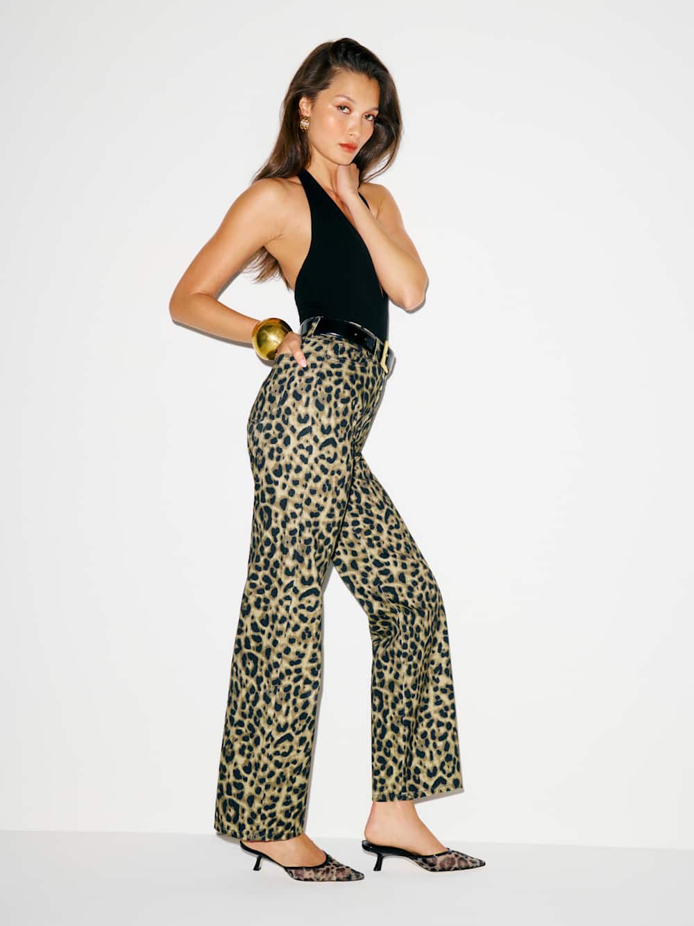 Reformation Wilda Kitten Mule - Leopard Mesh