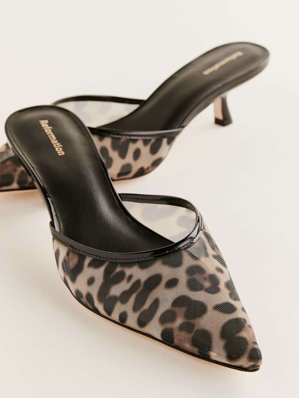 Reformation Wilda Kitten Mule - Leopard Mesh