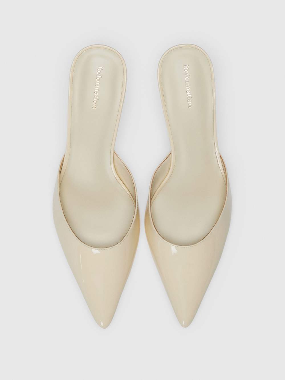 Reformation Wilda Kitten Mule - Parmesan Patent