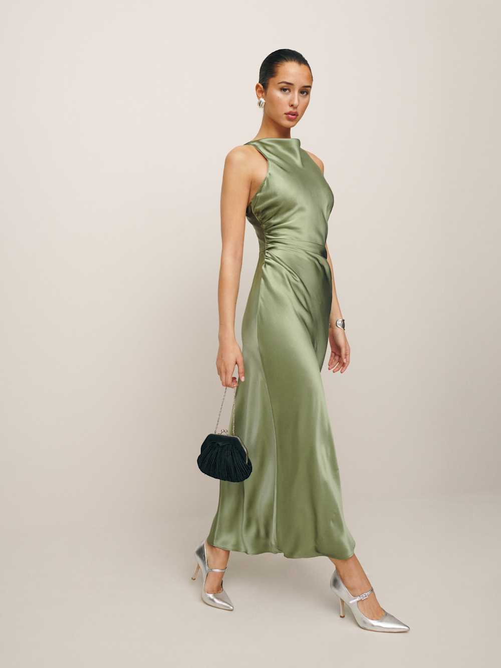Reformation Casette Silk Dress - Artichoke