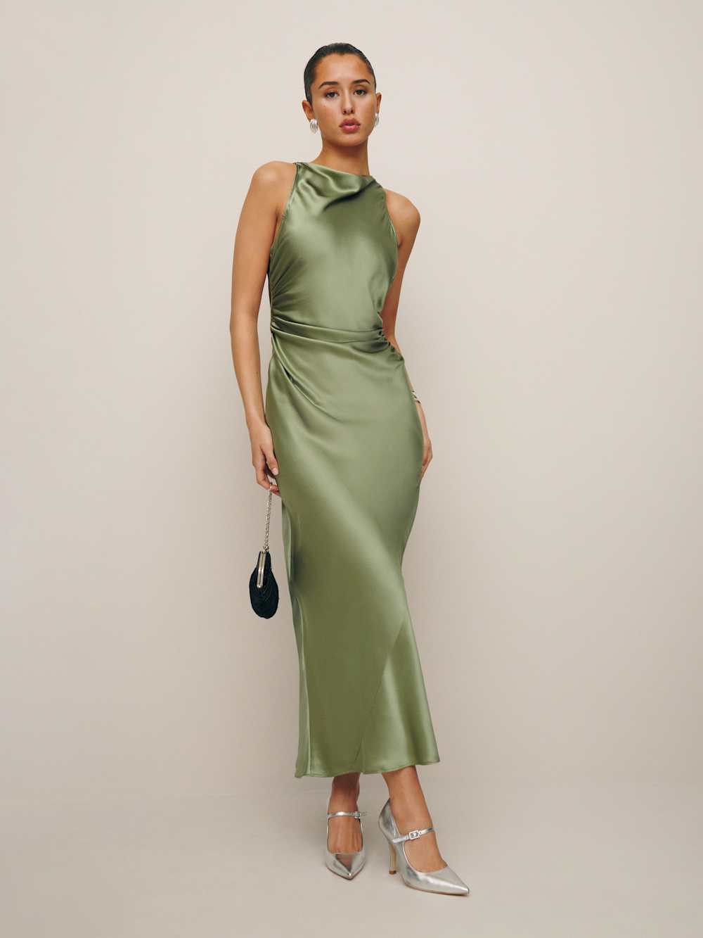 Reformation Casette Silk Dress - Artichoke