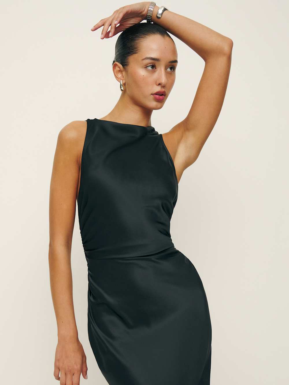 Reformation Casette Silk Dress - Black