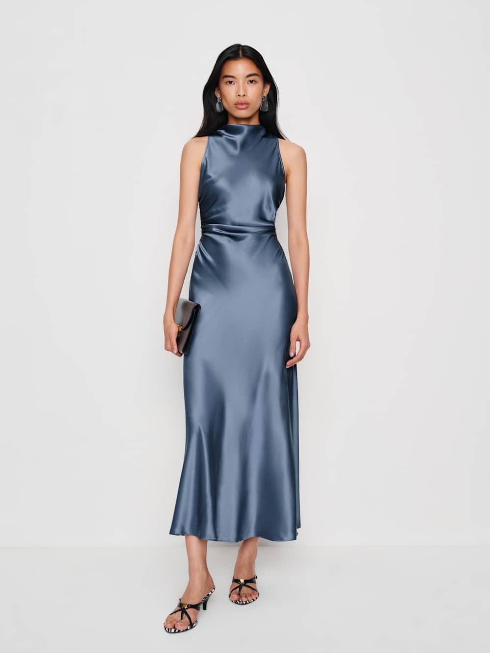 Reformation Casette Silk Dress - Cornflower