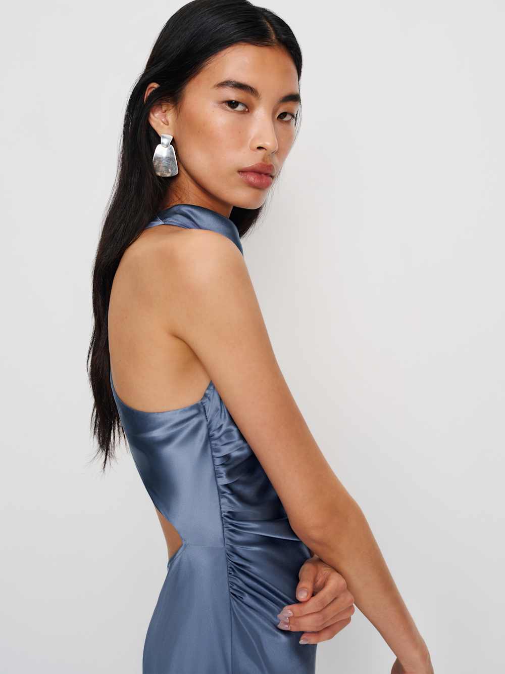 Reformation Casette Silk Dress - Cornflower