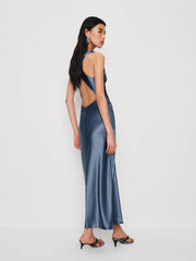 Reformation Casette Silk Dress - Cornflower