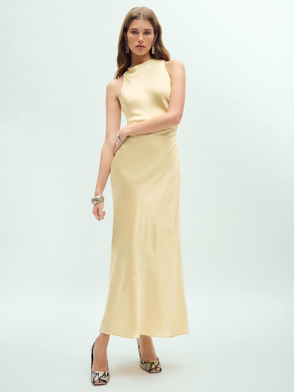Reformation Casette Silk Dress - Blonde