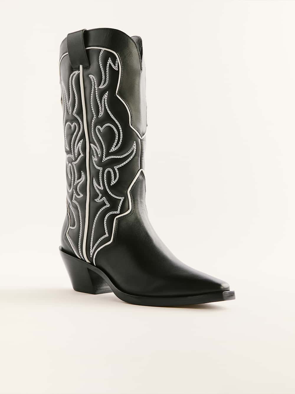 Reformation Olive Western Boot - Black / Ivory