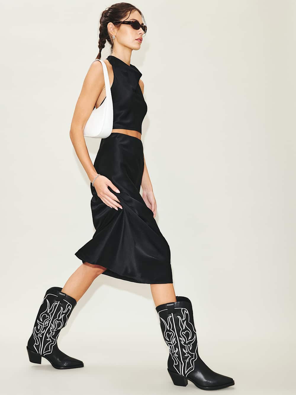 Reformation Olive Western Boot - Black / Ivory