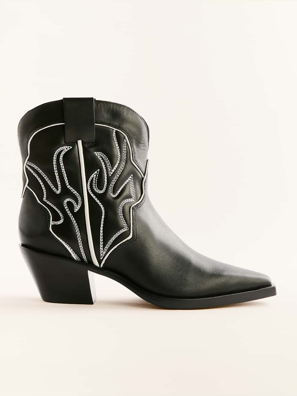 Reformation Otto Mini Western Boot - Black / Ivory
