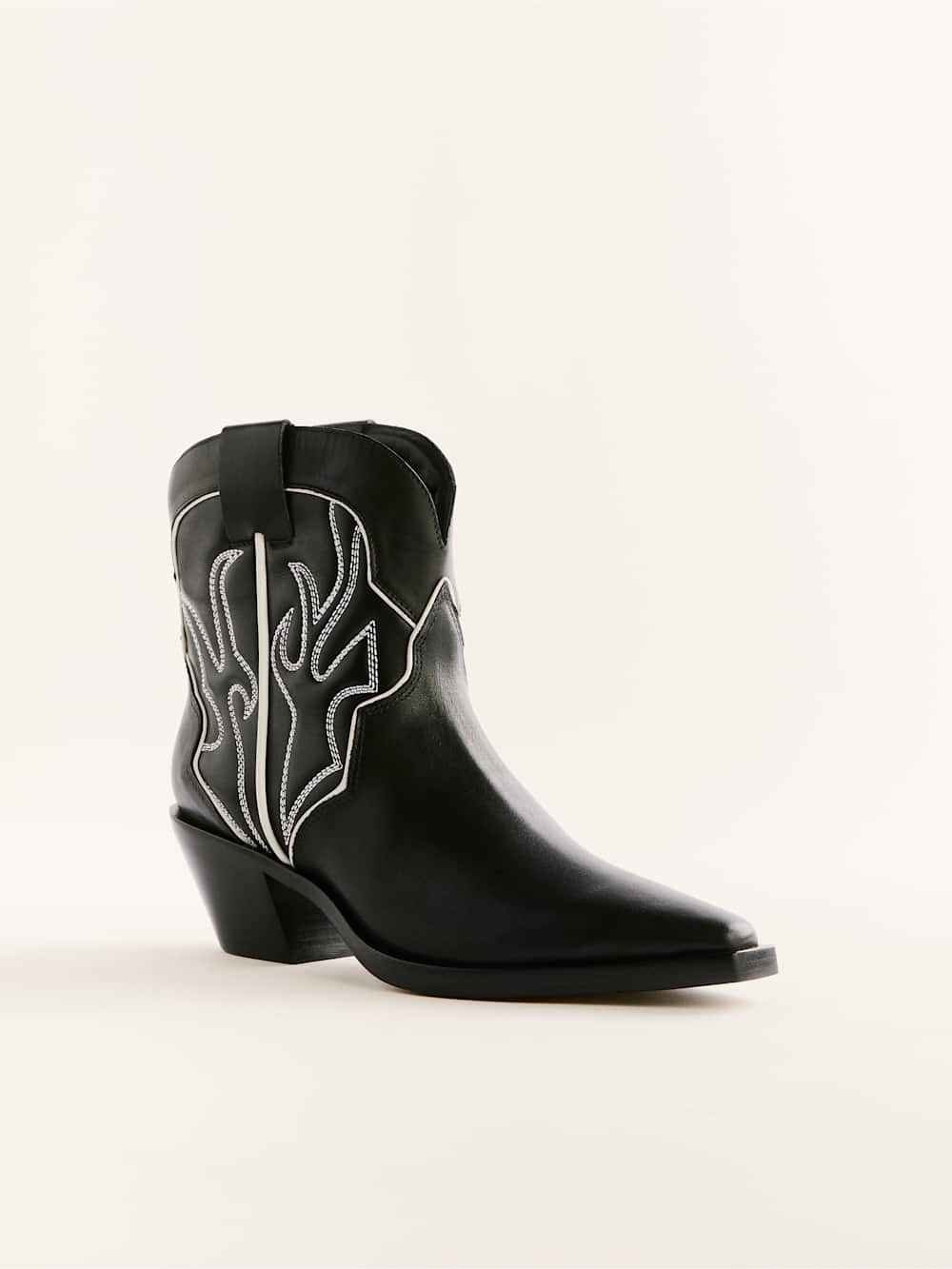 Reformation Otto Mini Western Boot - Black / Ivory
