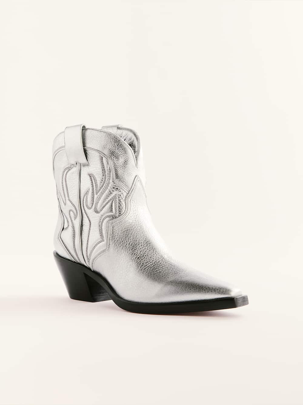 Reformation Otto Mini Western Boot - Silver