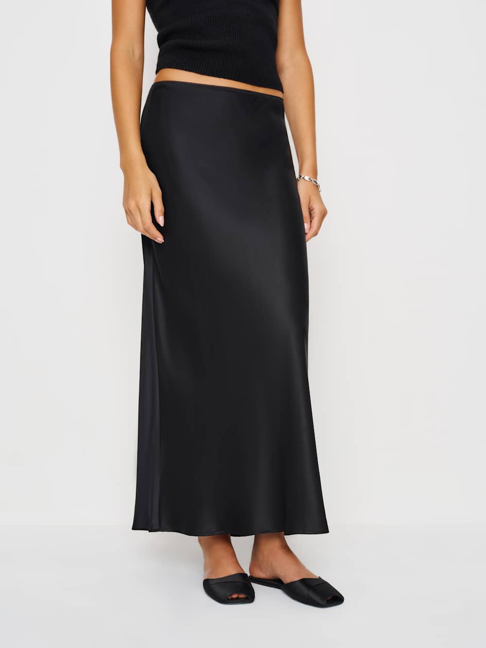 Reformation Layla Silk Skirt - Black