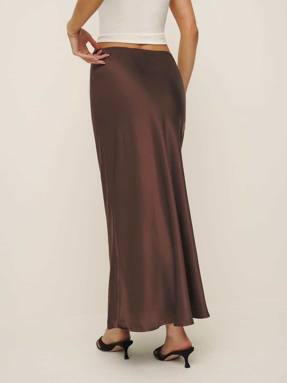 Reformation Layla Silk Skirt - Cafe