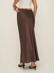 Reformation Layla Silk Skirt - Cafe