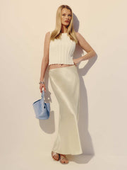 Reformation Layla Silk Skirt - Sugar
