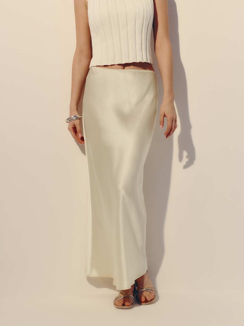 Reformation Layla Silk Skirt - Sugar