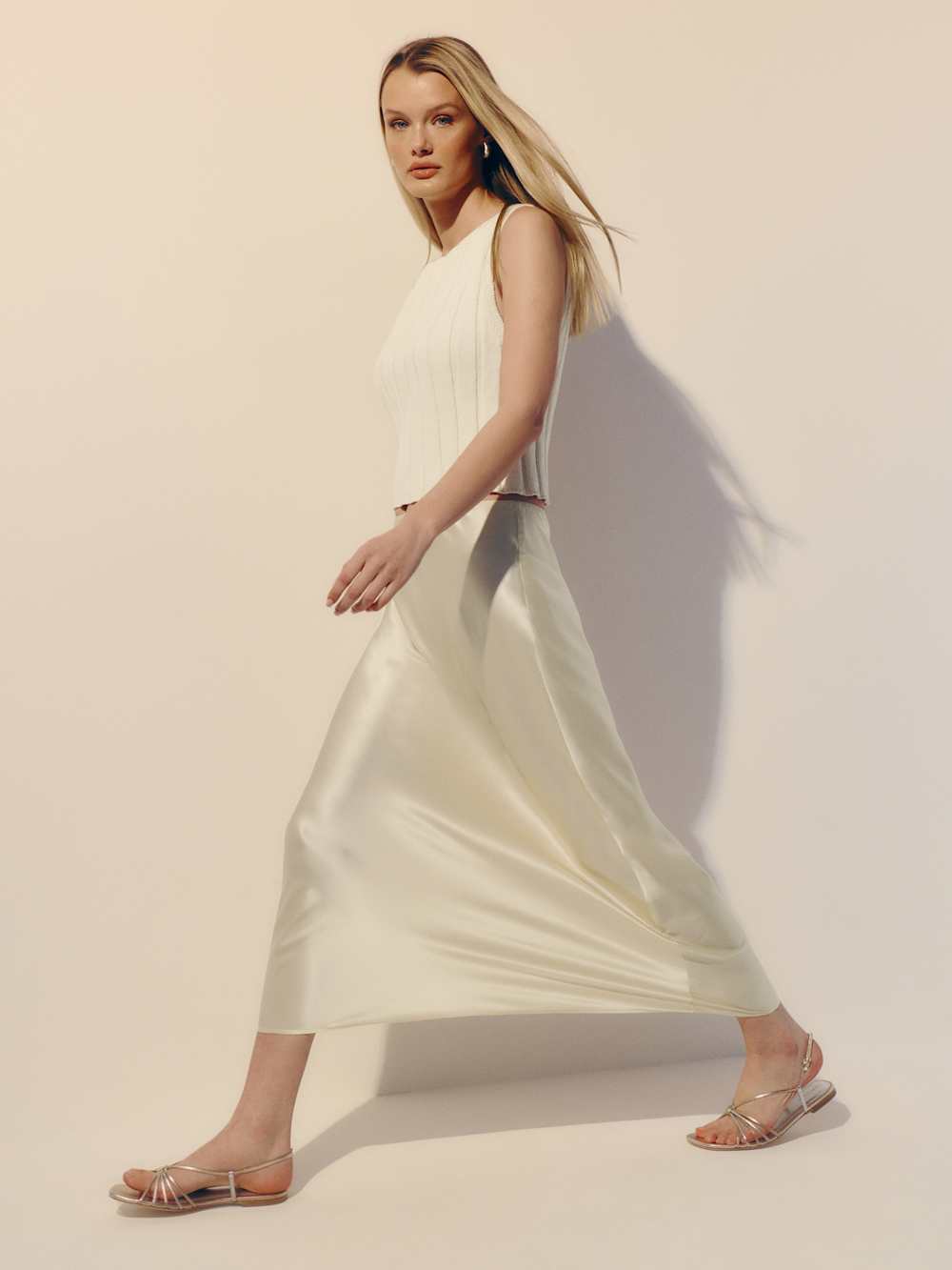 Reformation Layla Silk Skirt - Sugar