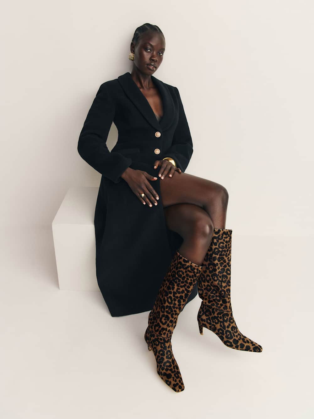 Reformation Remy Knee Boot - Leopard Haircalf