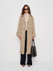 Reformation Veda Ashland Leather Trench - Biscotti Suede