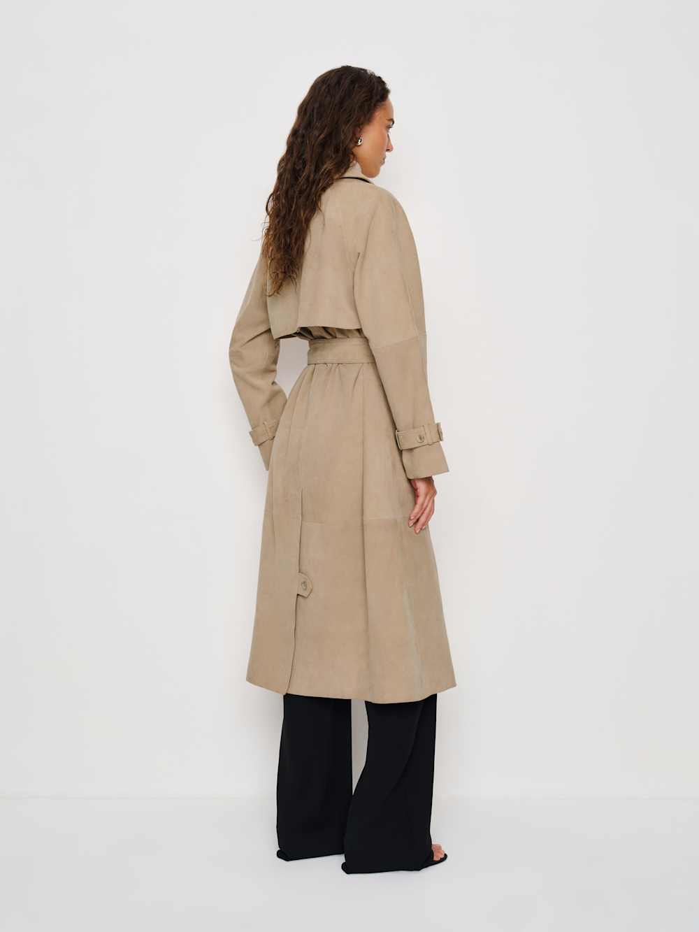 Reformation Veda Ashland Leather Trench - Biscotti Suede