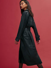Reformation Veda Ashland Leather Trench - Black