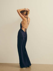 Reformation Jeany Silk Dress - Navy