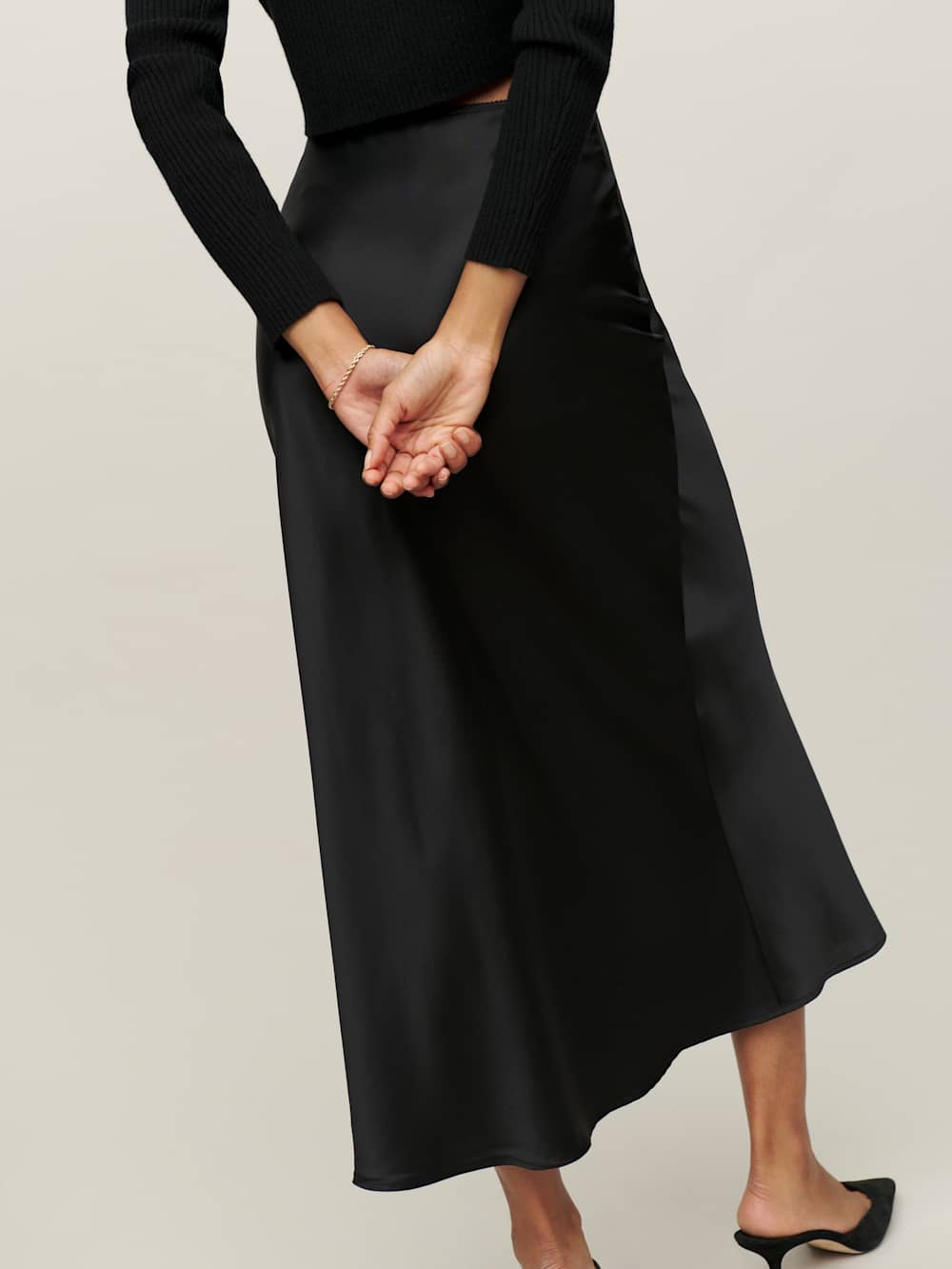 Reformation Petites Layla Silk Skirt - Black
